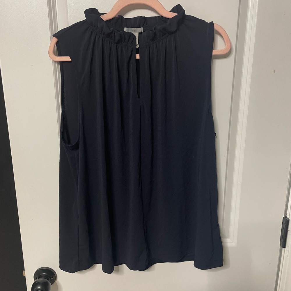 H&M Elegant Dark Blue Ruffled Blouse